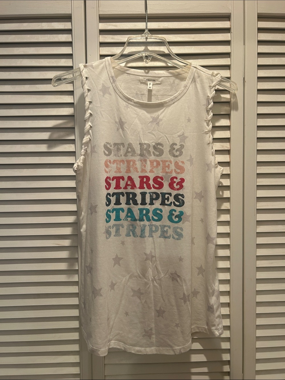 Maurices White 'Stars & Stripes' Graphic Tank with Braided Shoulders